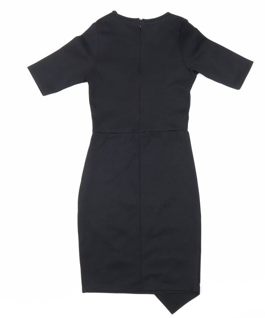 Missguided Womens Black Polyester Shift Size 8 Round Neck Zip