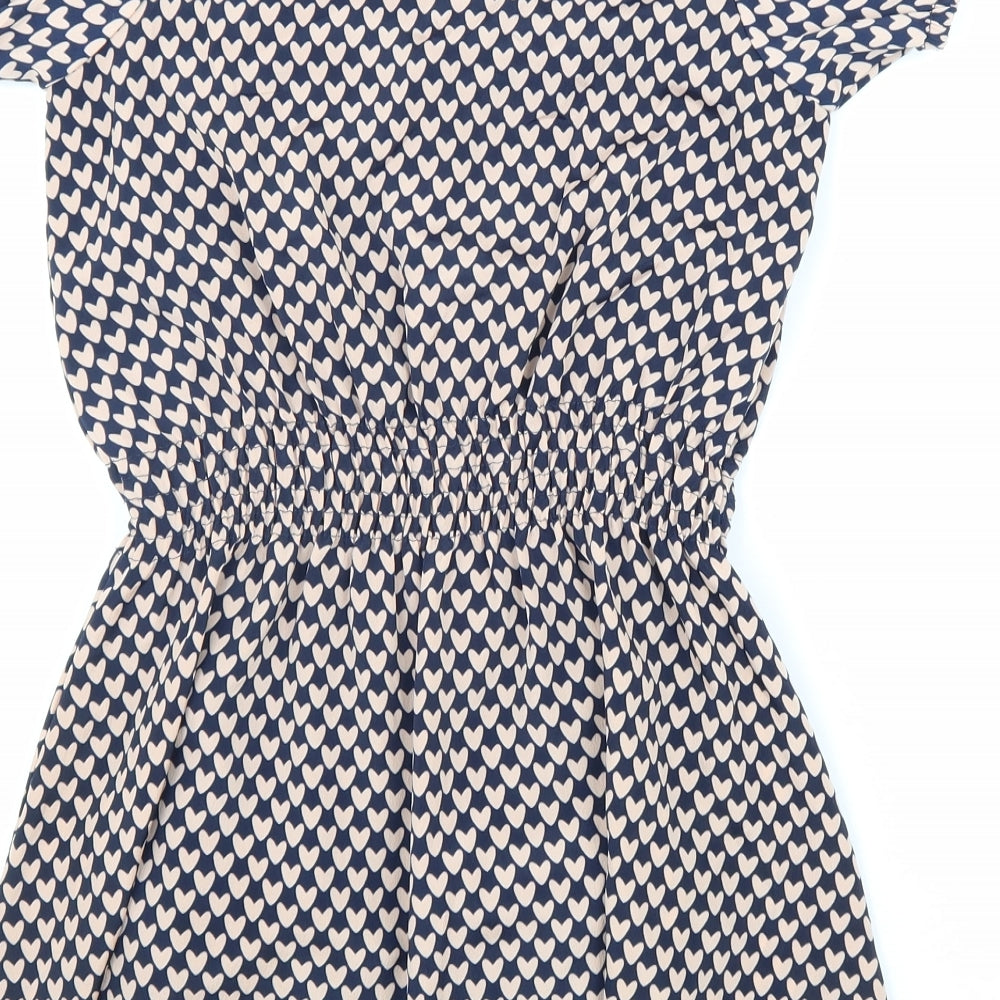 Yumi Girls Pink Geometric Polyester A-Line Size 9 Years Boat Neck Pullover - Love Heart