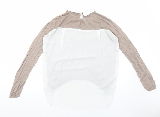 Primark Womens Brown Polyester Basic Blouse Size 8 Collared