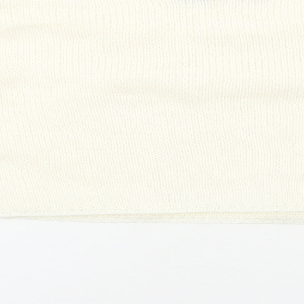 Boohoo Womens Ivory Round Neck Acrylic Pullover Jumper Size M