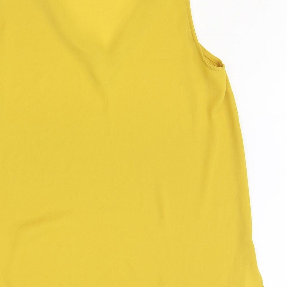 Primark Womens Yellow Polyester Basic Tank Size 12 V-Neck