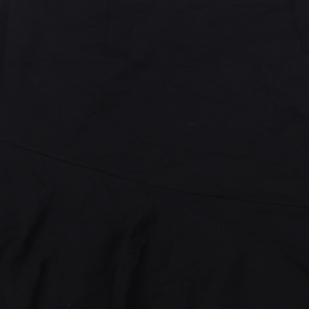 Marks and Spencer Womens Black Viscose Skater Skirt Size 10 Zip
