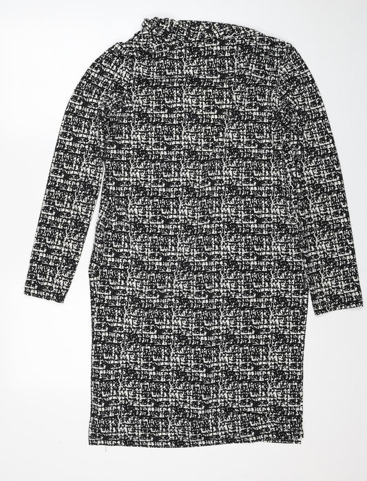 Amber Womens Black Geometric Polyester Kimono Blouse Size M V-Neck