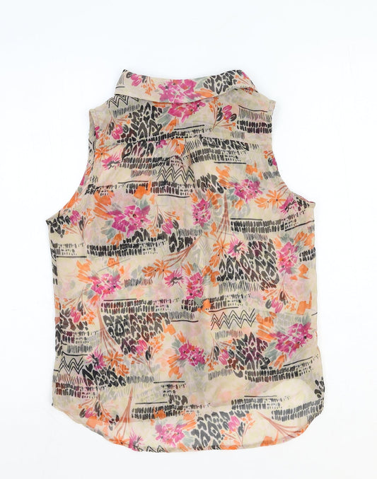 FOREVER 21 Womens Multicoloured Geometric Polyester Basic Button-Up Size S Collared