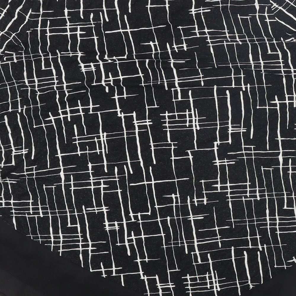 TU Womens Black Geometric Viscose Basic Blouse Size 12 Boat Neck - Chiffon Trim