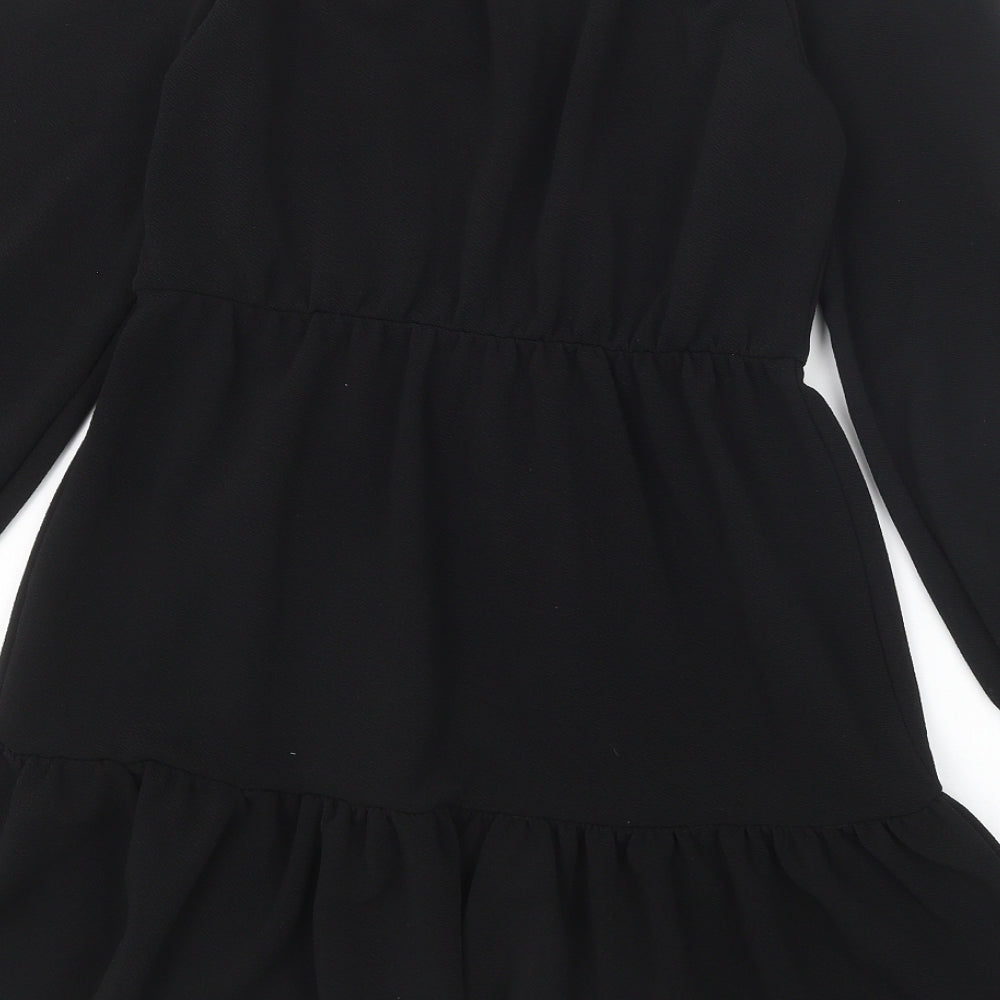 Boohoo Womens Black Polyester A-Line Size 12 Boat Neck Pullover