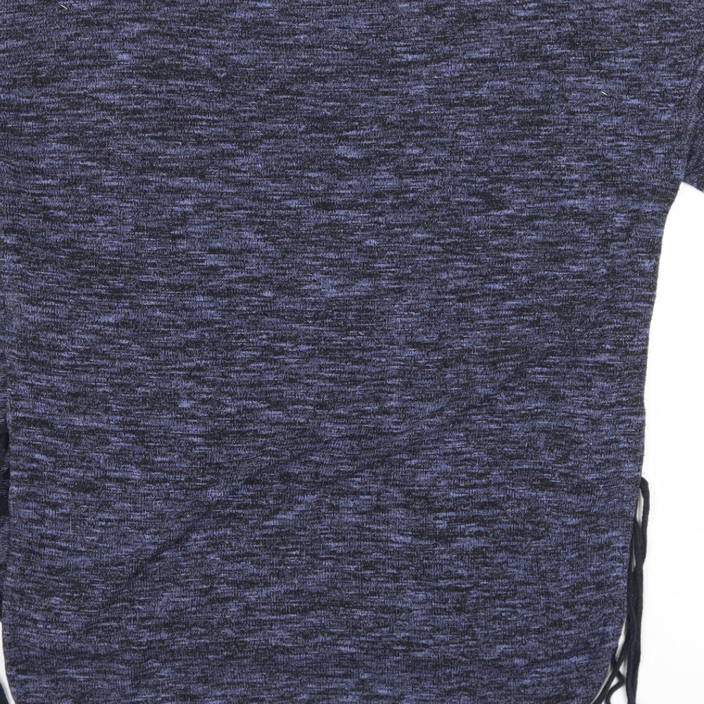 TU Womens Blue Round Neck Geometric Polyester Pullover Jumper Size 8