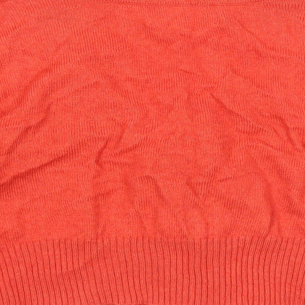 Fenn Wright Manson Womens Orange Round Neck Viscose Cardigan Jumper Size 8