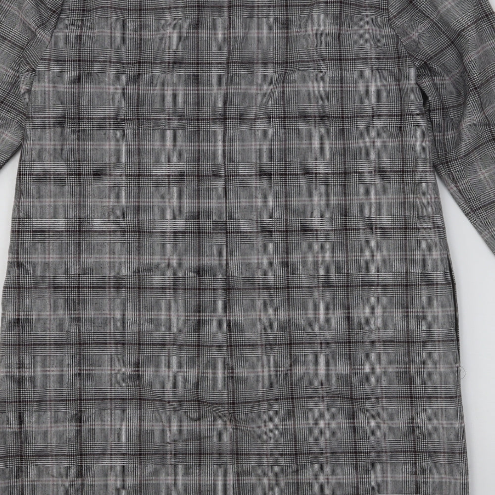 NEXT Womens Black Plaid Polyester Shift Size 10 Scoop Neck Zip