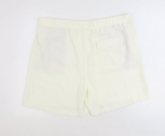 Marks and Spencer Womens Ivory Polyester Sweat Shorts Size 20 Regular Pull On