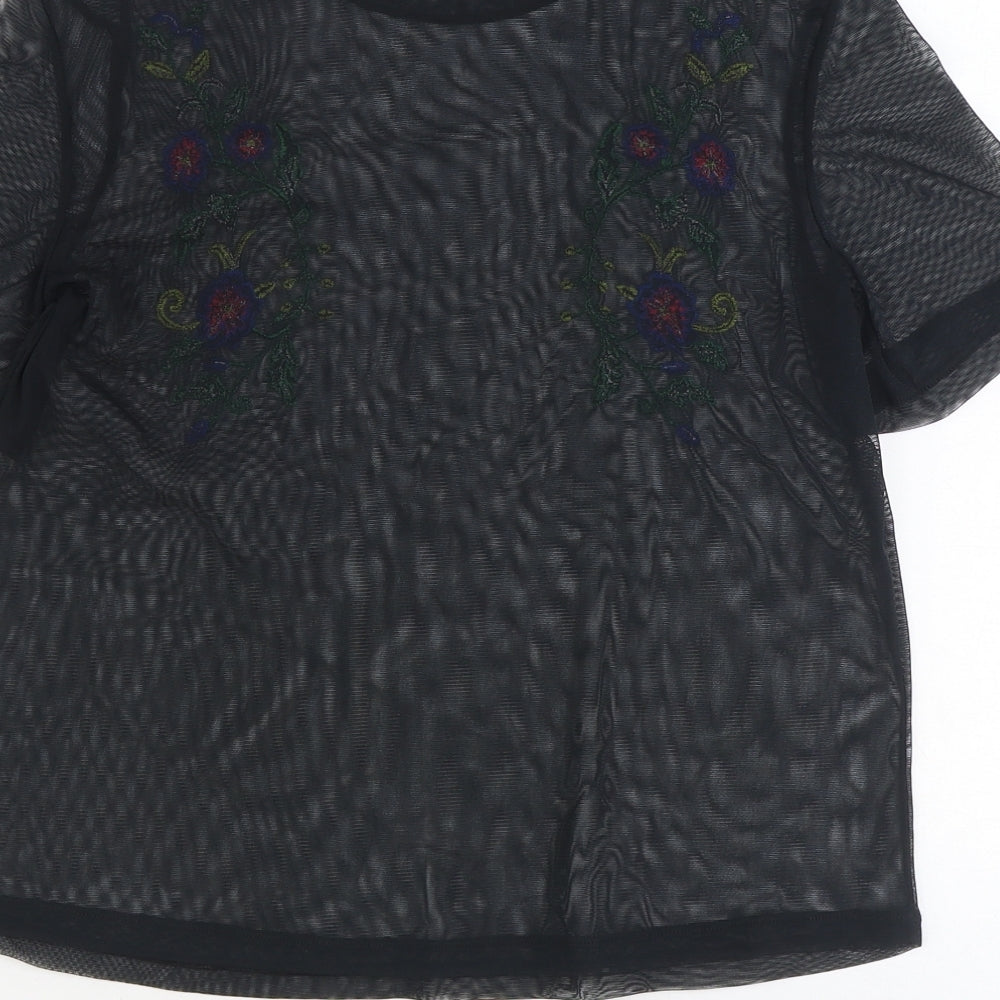 Womens UK Size S Zara Black Basic T-Shirt