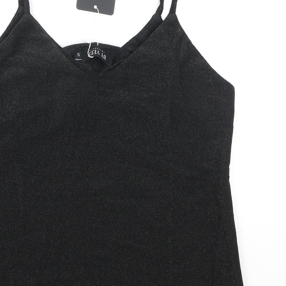 By Veer Womens Black Polyester Camisole Tank Size S V-Neck