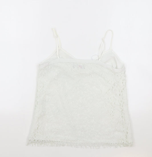 TU Womens White Floral Polyamide Camisole Tank Size 8 V-Neck - Gok Wan Collection