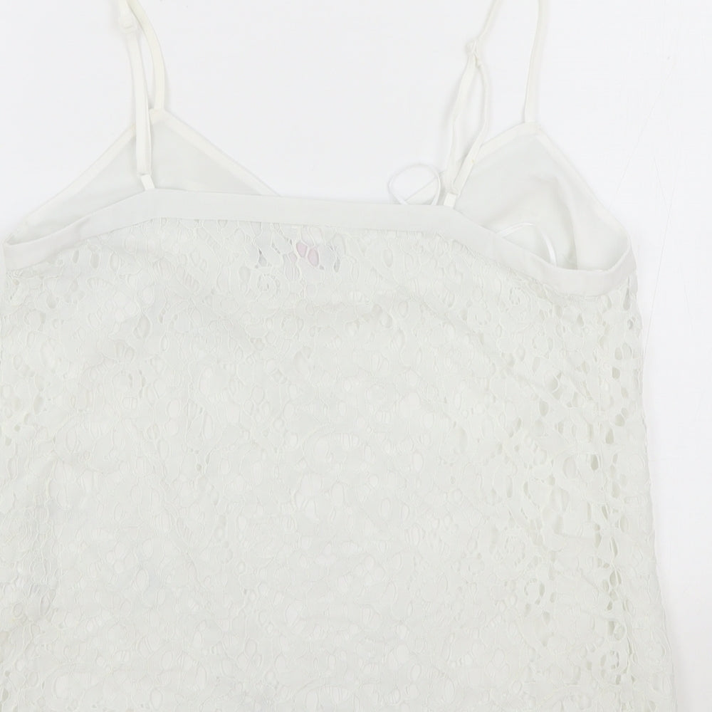 TU Womens White Floral Polyamide Camisole Tank Size 8 V-Neck - Gok Wan Collection