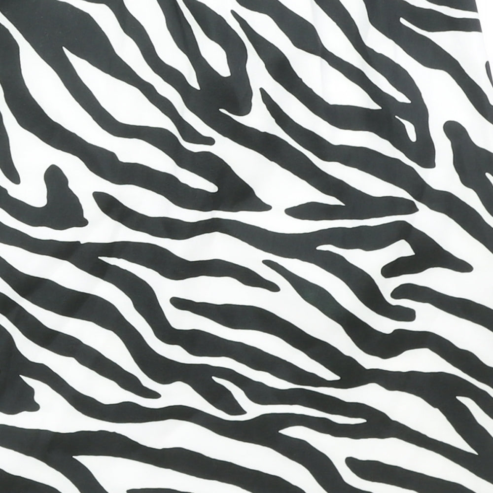 PRETTYLITTLETHING Womens Black Animal Print Polyester Straight & Pencil Skirt Size 8 - Zebra Pattern