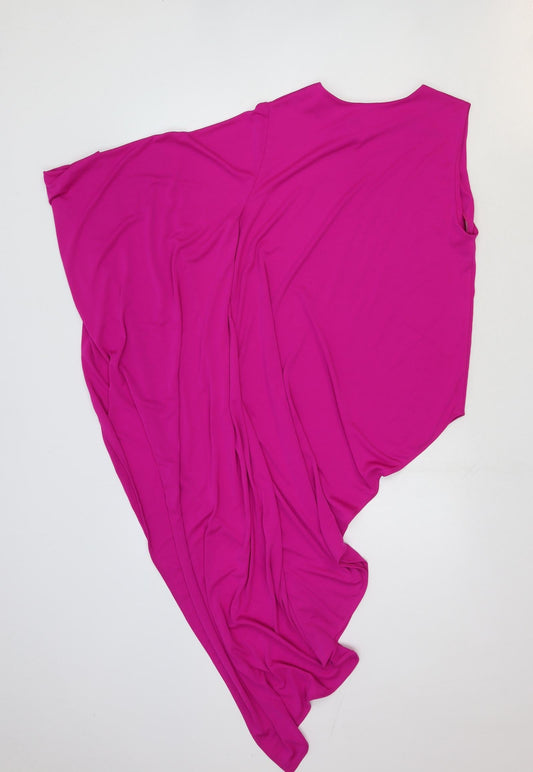 Zara Womens Pink Polyester Bodycon Size M Boat Neck Pullover - Asymmetric