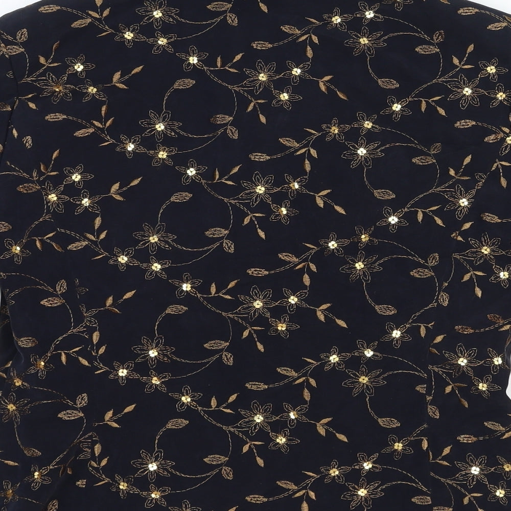 Country Casuals Womens Blue Floral Cupro Jacket Blazer Size 10