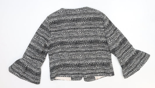 TU Womens Black Geometric Polyester Jacket Blazer Size 14