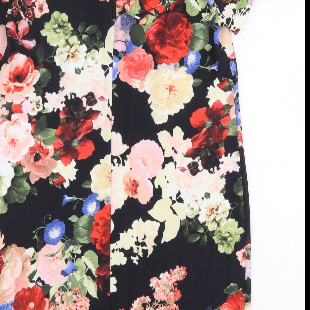 Papaya Womens Multicoloured Floral Polyester A-Line Size 14 Round Neck Zip