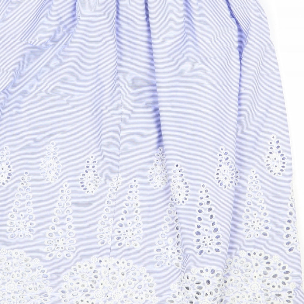 H&M Womens Blue Geometric Polyester Tulip Skirt Size 8 Zip