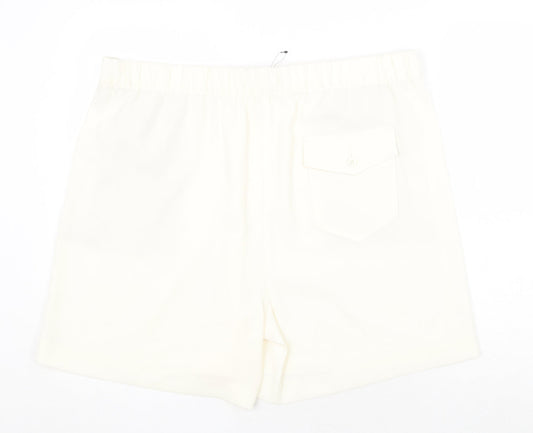 Marks and Spencer Womens Ivory Polyester Basic Shorts Size 20 Regular Pull On