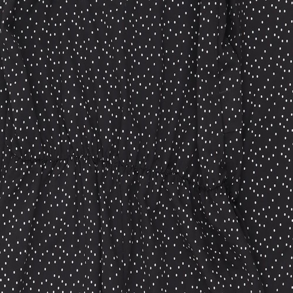 Ayanapa Womens Black Polka Dot Polyester Shirt Dress Size M Collared Button