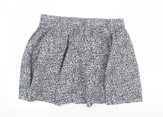 Marks and Spencer Womens Blue Floral Cotton Skater Skirt Size 16