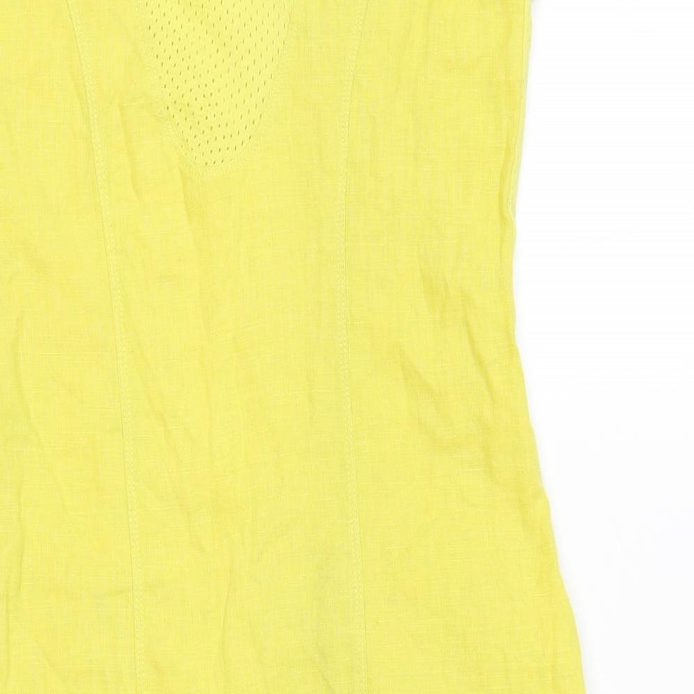 Maloka Womens Yellow Cotton Bodycon Size XS Scoop Neck Zip