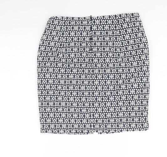 NEXT Womens Blue Geometric Polyester Straight & Pencil Skirt Size 10 Zip