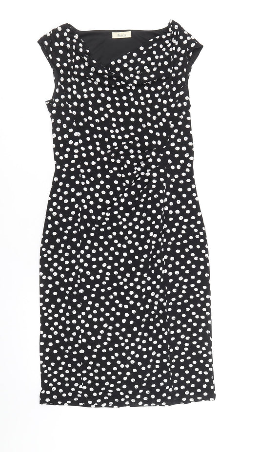 Pieces Womens Black Polka Dot Polyester A-Line Size 10 V-Neck Pullover
