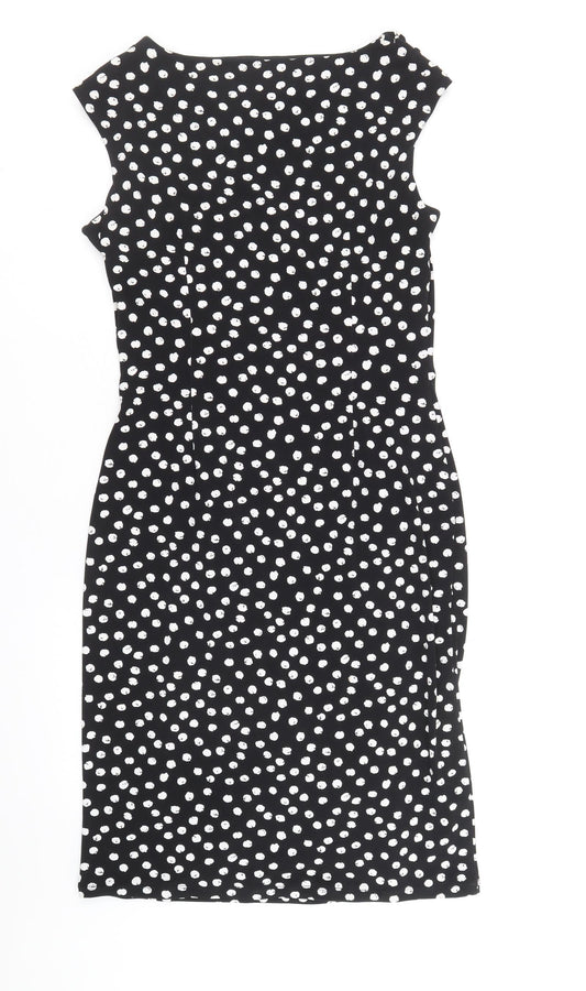 Pieces Womens Black Polka Dot Polyester A-Line Size 10 V-Neck Pullover