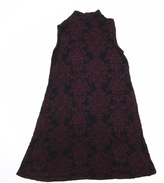 Therapy Womens Red Geometric Viscose A-Line Size XS Mock Neck Pullover