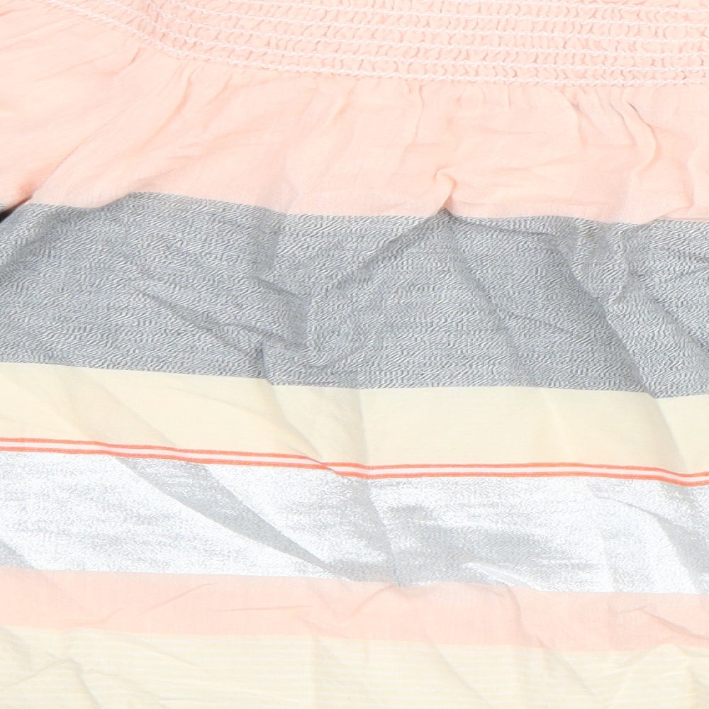 F&F Womens Multicoloured Colourblock Cotton Basic Blouse Size 14 Off the Shoulder