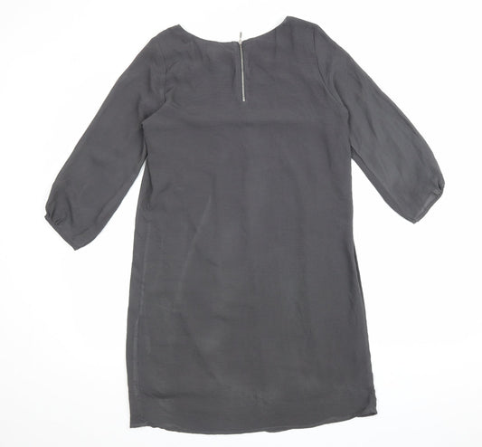 H&M Womens Grey Polyester A-Line Size 10 Round Neck Zip