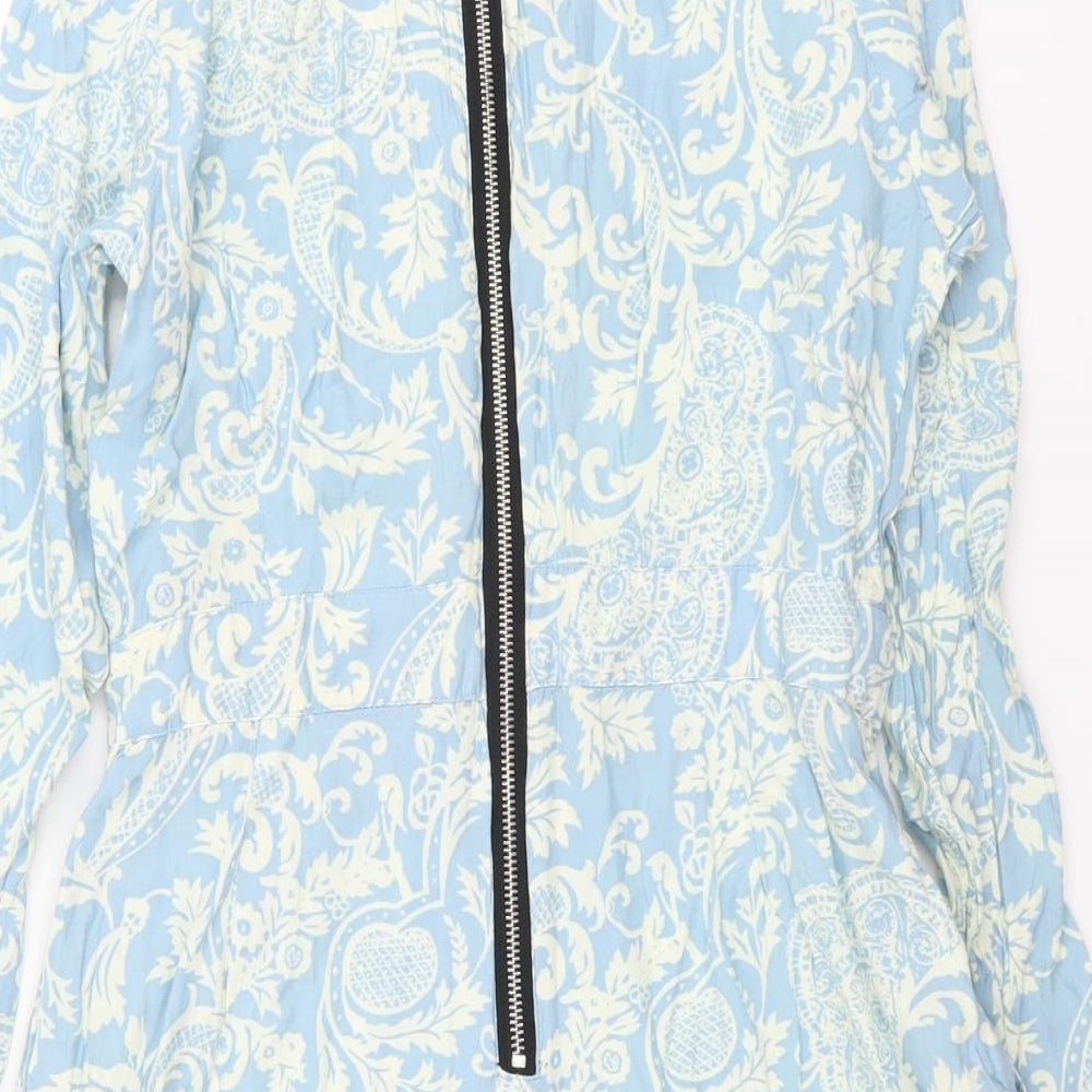 Motel Womens Blue Paisley Viscose Playsuit One-Piece Size M Zip