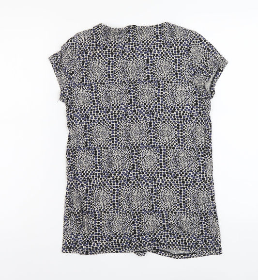 TU Womens Multicoloured Geometric Viscose Basic Blouse Size 12 Round Neck