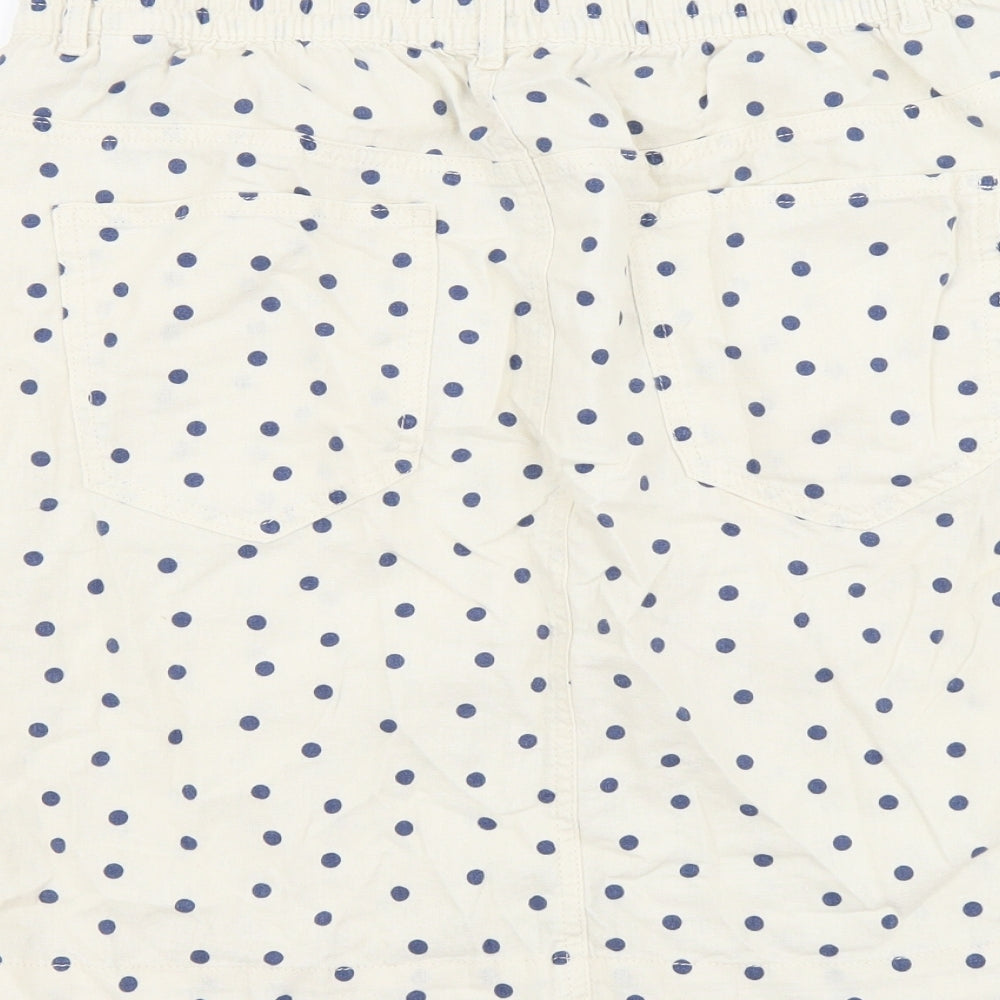 Marks and Spencer Womens Beige Polka Dot Cotton Straight & Pencil Skirt Size 12