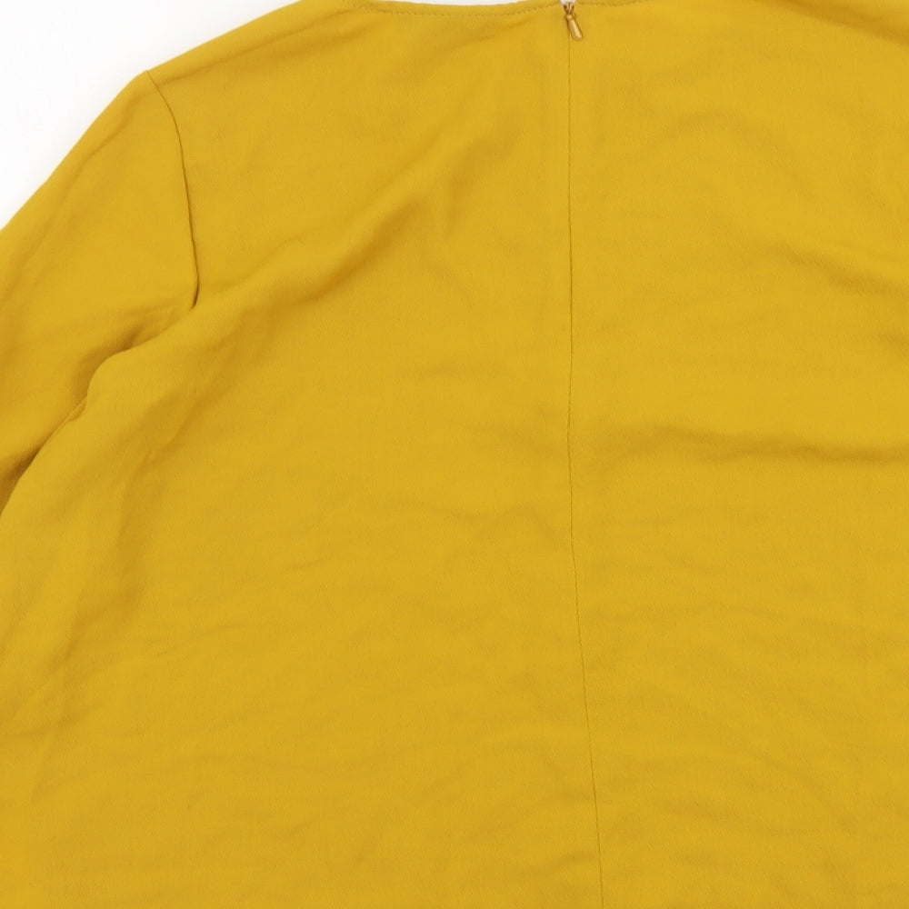 Womens UK Size 10 Topshop Yellow Basic T-Shirt