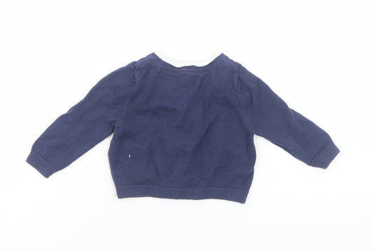 Marks and Spencer Baby Blue Cotton Cardigan Jumper Size 6-9 Months Button