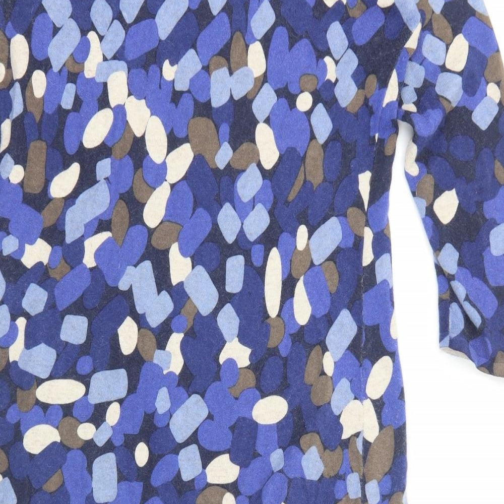 CC Womens Blue Geometric Cotton Jumper Dress Size M Round Neck Pullover