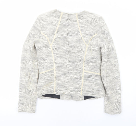 H&M Womens Ivory Geometric Jacket Size 8 Zip