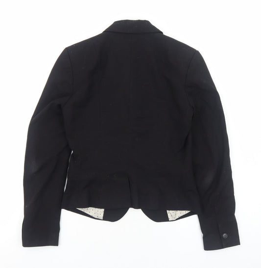 H&M Womens Black Cotton Jacket Blazer Size 6