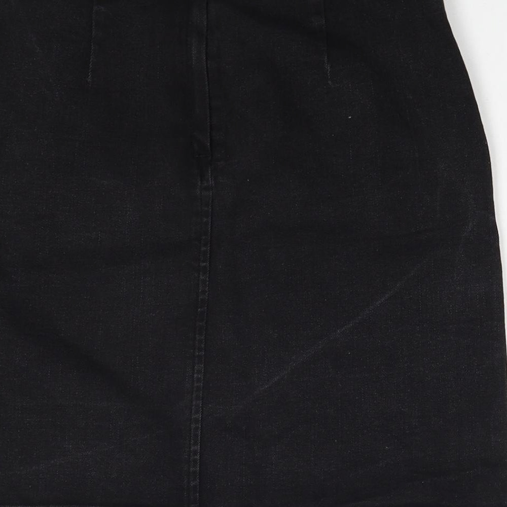 Ware Denim Womens Black Cotton Straight & Pencil Skirt Size 8 Zip