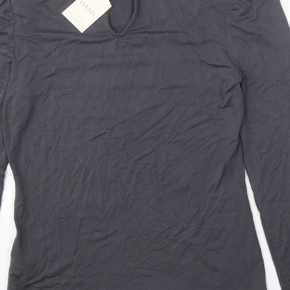 Womens UK Size XS Oasis Grey Basic Blouse