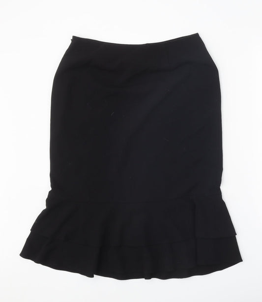 Precis Womens Black Polyester Trumpet Skirt Size 12 Zip