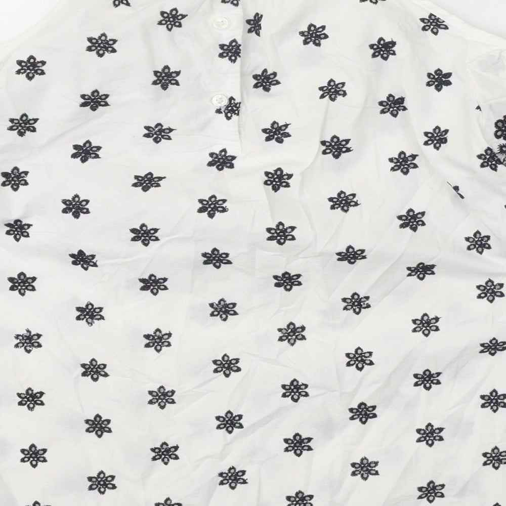 George Womens White Geometric Polyester Basic Blouse Size 8 Round Neck - Cold Shoulders