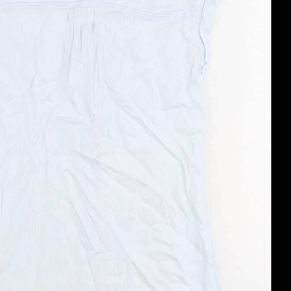 DEX Womens Blue Striped Polyester Basic Button-Up Size S Collared