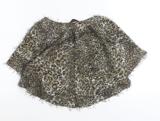 Miss Selfridge Womens Brown Boat Neck Animal Print Polyester Pullover Jumper Size 8 - Leopard print