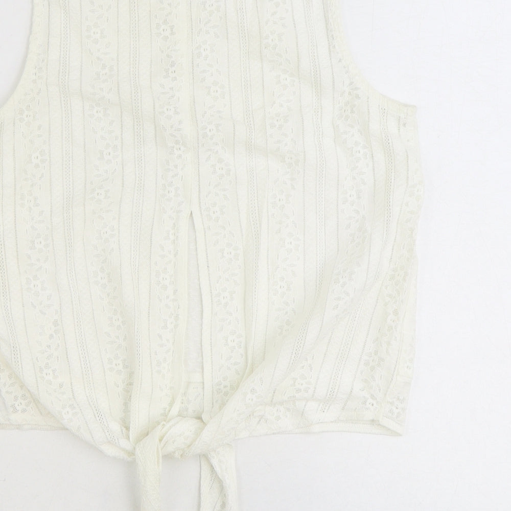 Womens UK Size XS H&M Ivory Cropped Tank