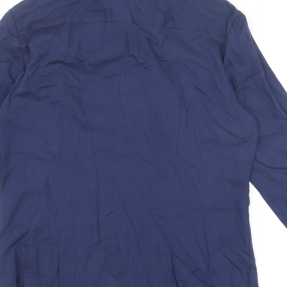 Gianni Feraud Womens Blue 100% Cotton Basic Button-Up Size 8 Collared